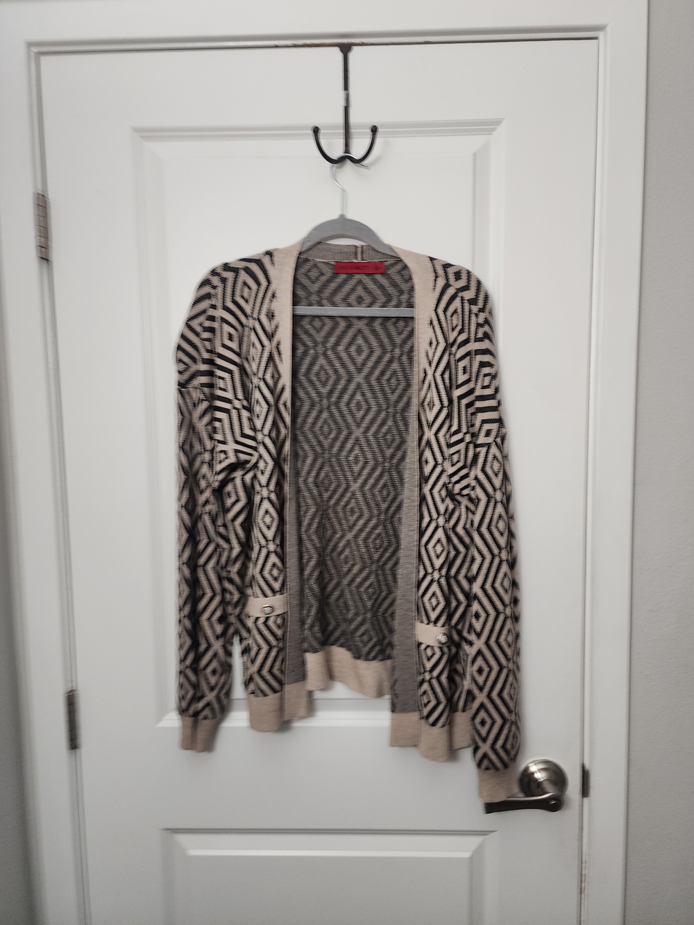 5/$30 Love Scarlett Beige and Black Geometric Knit Cardigan